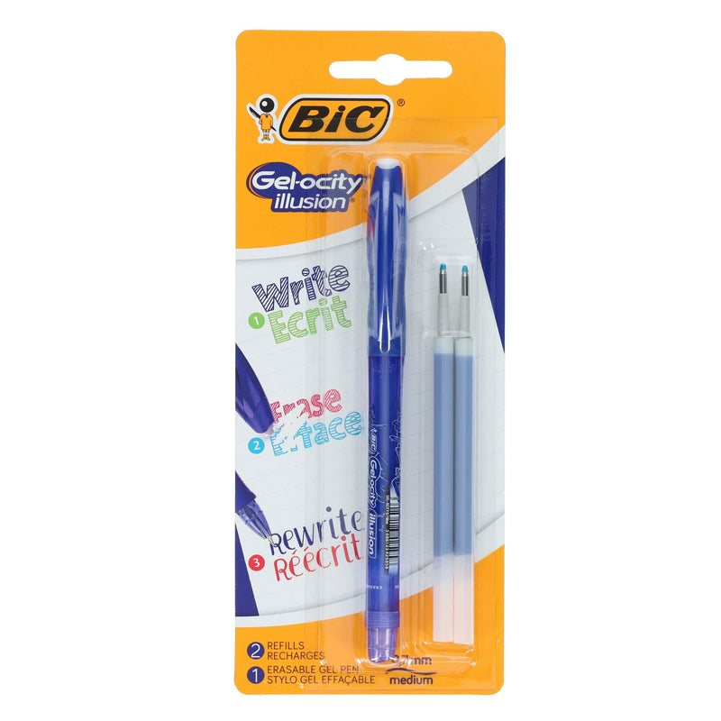 BIC Gelosity Illusion Erasable Gel Pens With Refills - Blue