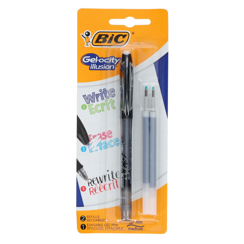 BIC Gelosity Illusion Erasable Gel Pens With Refills - Black