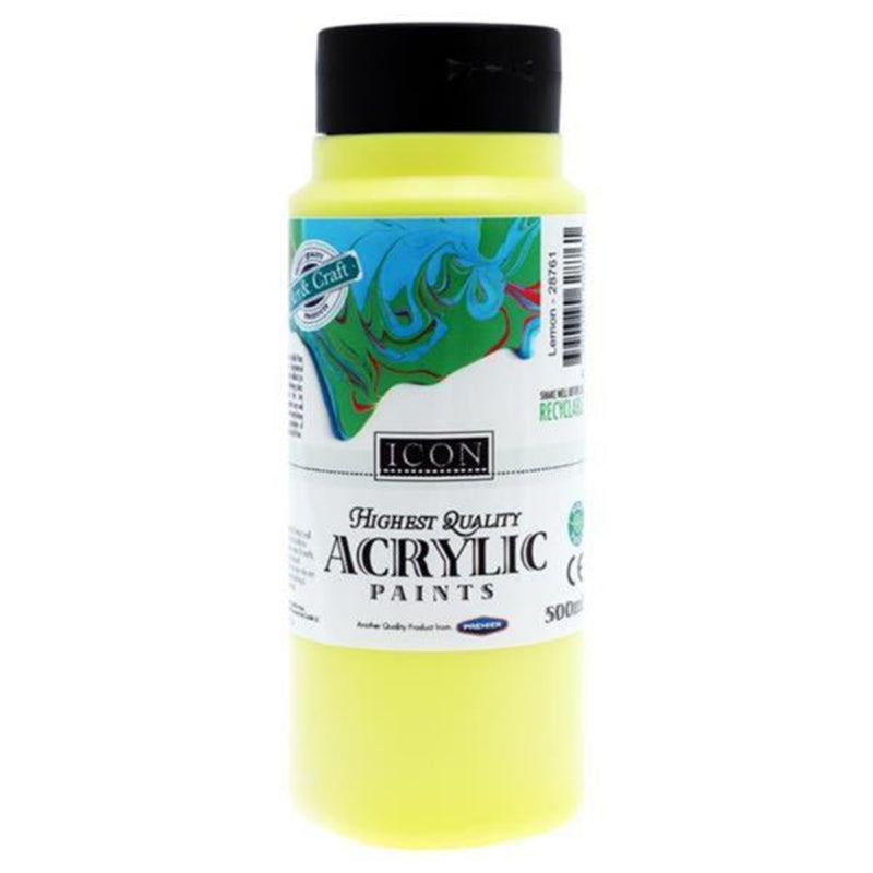 Icon Highest Quality Acrylic Paint - 500ml - Lemon