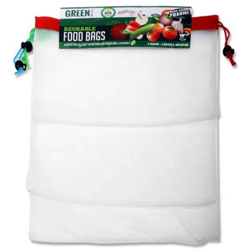 Green Line BPA Free Reusable Food Bags - Size M & L - Pack of 3