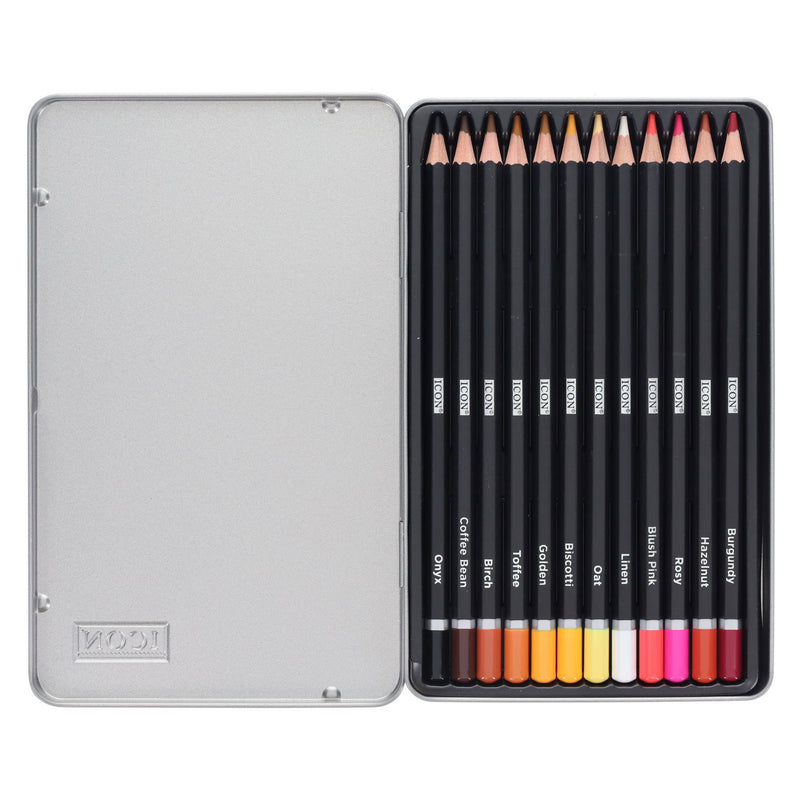 Icon Tin Colouring Pencils - Skin Tone - Box 12