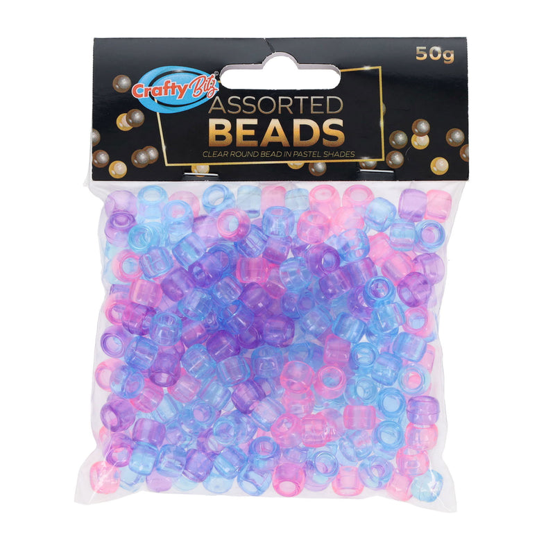 Crafty Bitz Round Clear Pastel Beads - Assorted - 50g