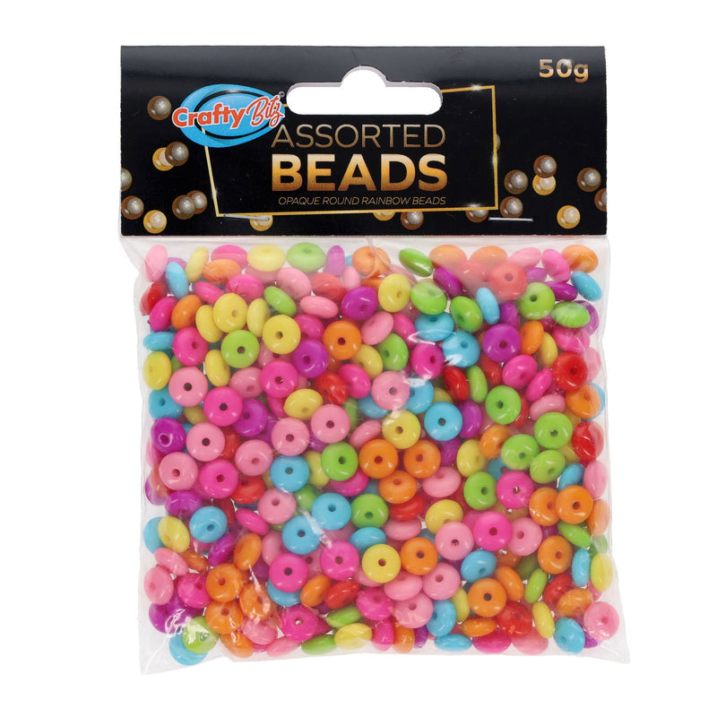 Crafty Bitz Round Rainbow Beads - Assorted - 50g