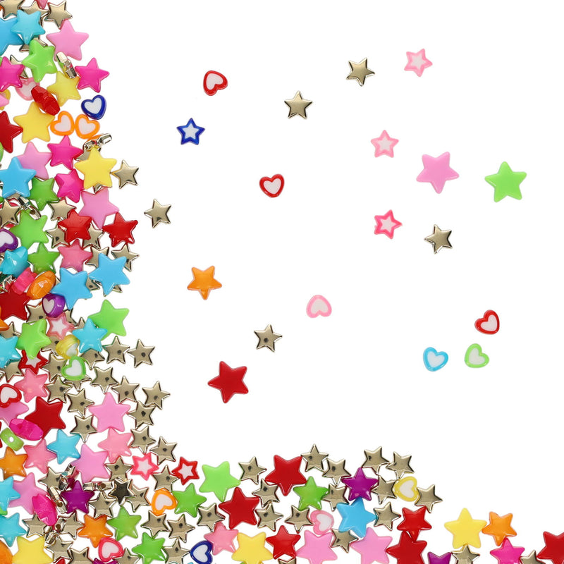 Crafty Bitz Stars & Heart Beads - Assorted - 50g