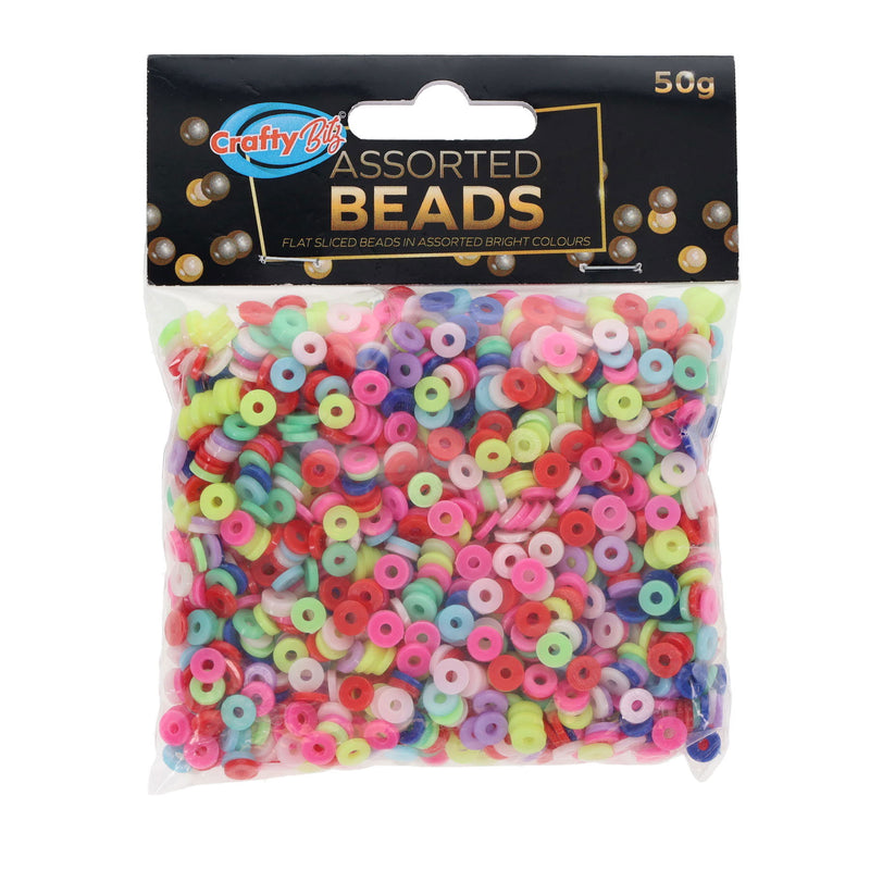 Crafty Bitz Flat Bright Beads - Assorted - 50g