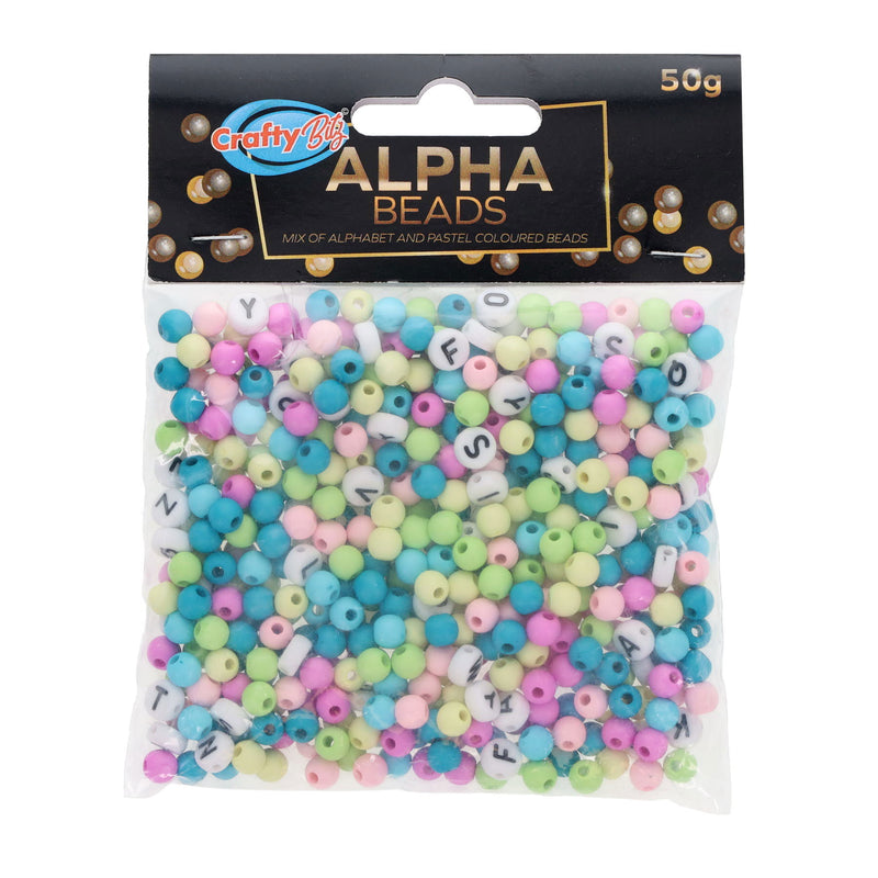 Crafty Bitz Pastel Alpha Beads - Assorted - 50g