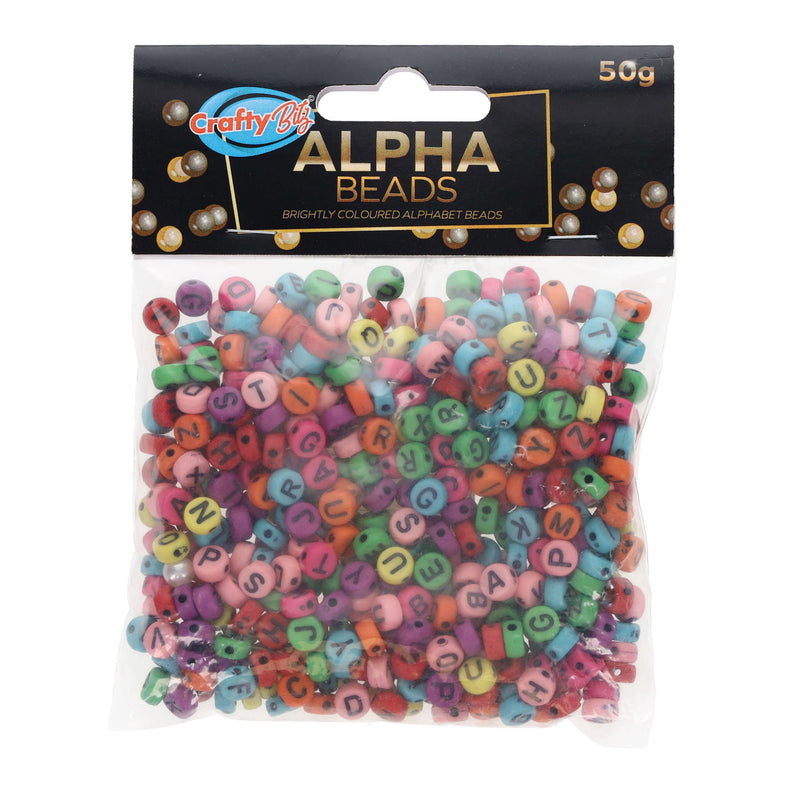 Crafty Bitz Coloured Alpha Beads - Assorted - 50g