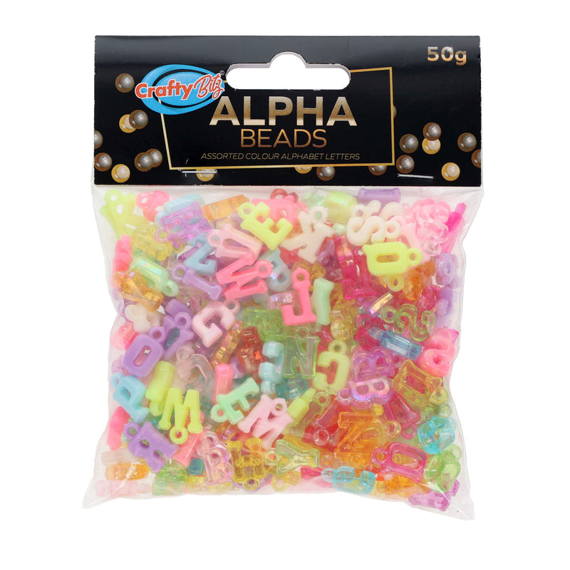 Crafty Bitz Alpha Beads - Assorted - 50g