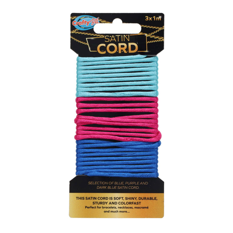 Crafty Bitz Satin Cord - Assorted - 3 x 1M