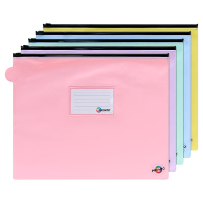 Premto Multipack| Extra Durable Storage Pvc Wallet - A4+ Pack of 5 Pastel