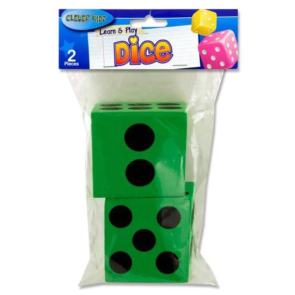 Clever Kidz Learn & Play Giant Dice - Green - Pack of 2