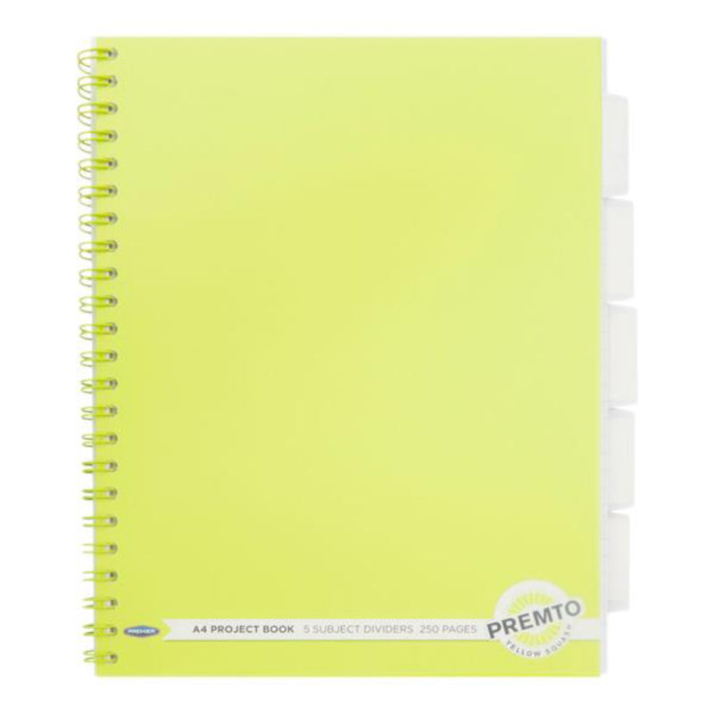 Premto A4 Project Book - 250 Pages - Neon - Yellow Squash