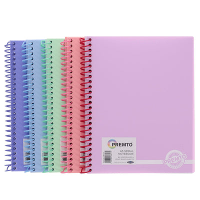 Premto Pastel A5 Spiral Notebook PP - 160 Pages - Pack of 5