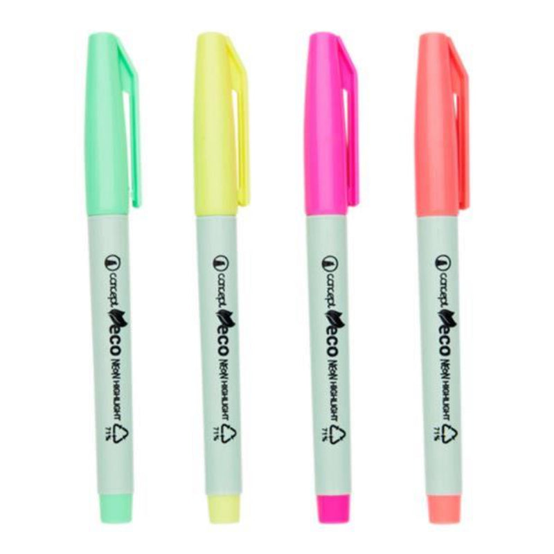 Concept Green Eco Chisel Tip Highlighters - Neon - Box of 4