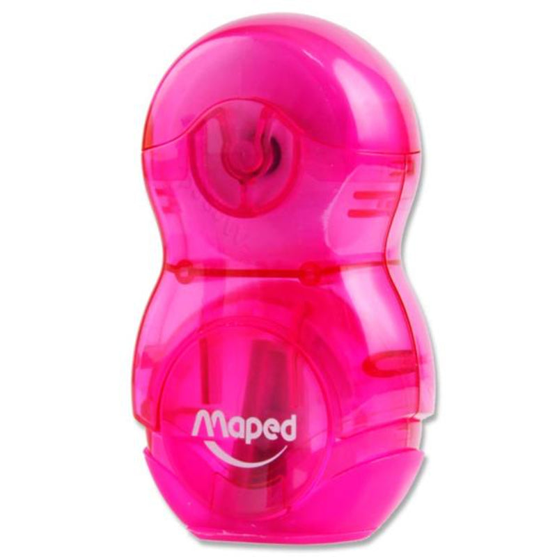 Maped Duo Loopy Sharpener & Eraser - Translucent Pink