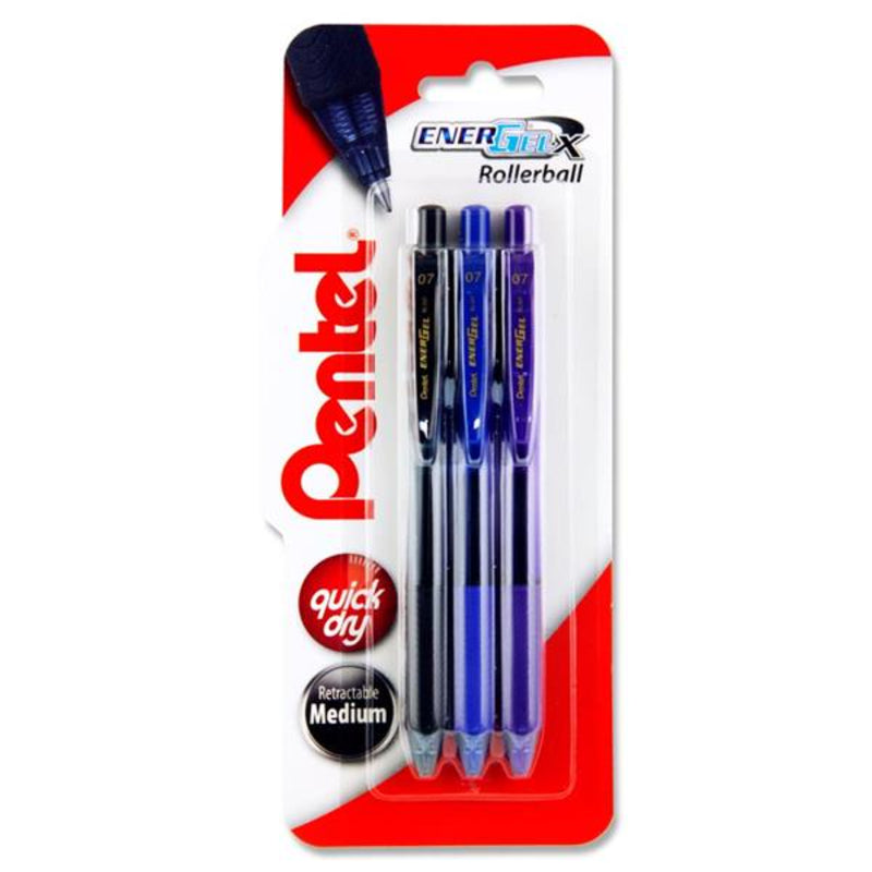 Pentel Energel-X Bl107 0.7mm Rollerball Gel Pens - Pack of 3