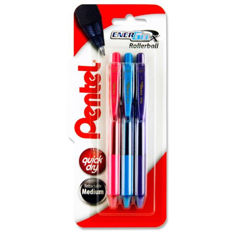 Pentel Energel-X Bl107 0.7mm Rollerball Gel Pens - Fashion - Pack of 3