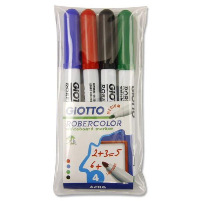 Giotto Robercolor Whiteboard Markers with Medium Tip - Pack of 4