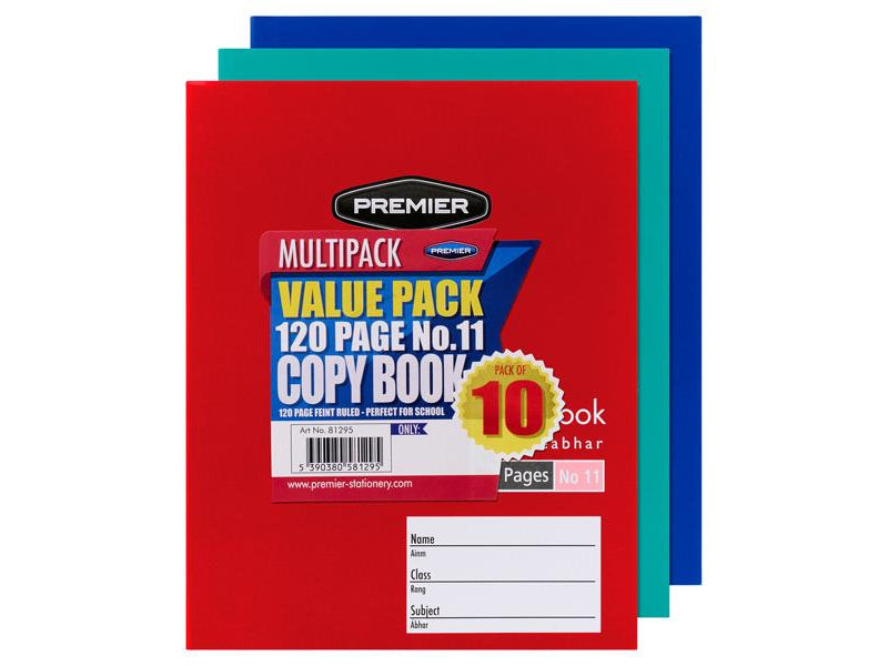 Premier Multipack | No.11 Exercise Book - 120 Pages - Bold - Pack of 10
