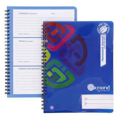 Ormond Wiro Durable Cover Homework Journal - Week to View - 88 Pages - Blue