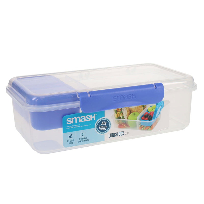 Smash Leakproof Box with Removable Compartment - 2.1L - Blue