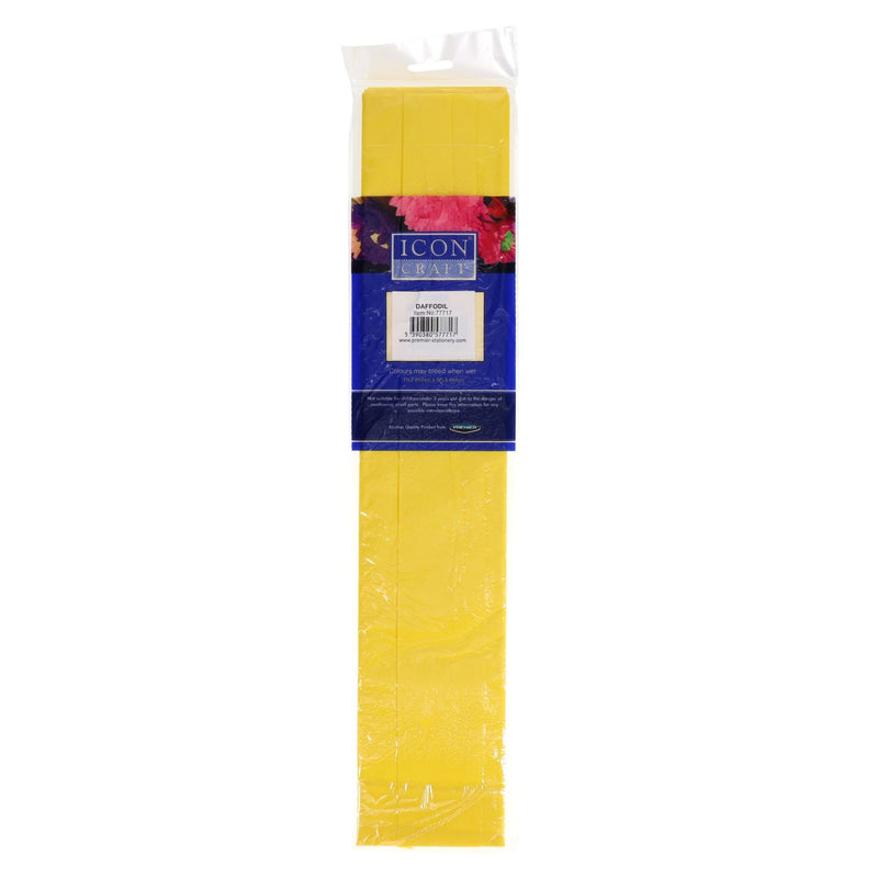 Icon Crepe Paper - 17gsm - 50cm x 250cm - Daffodil Yellow