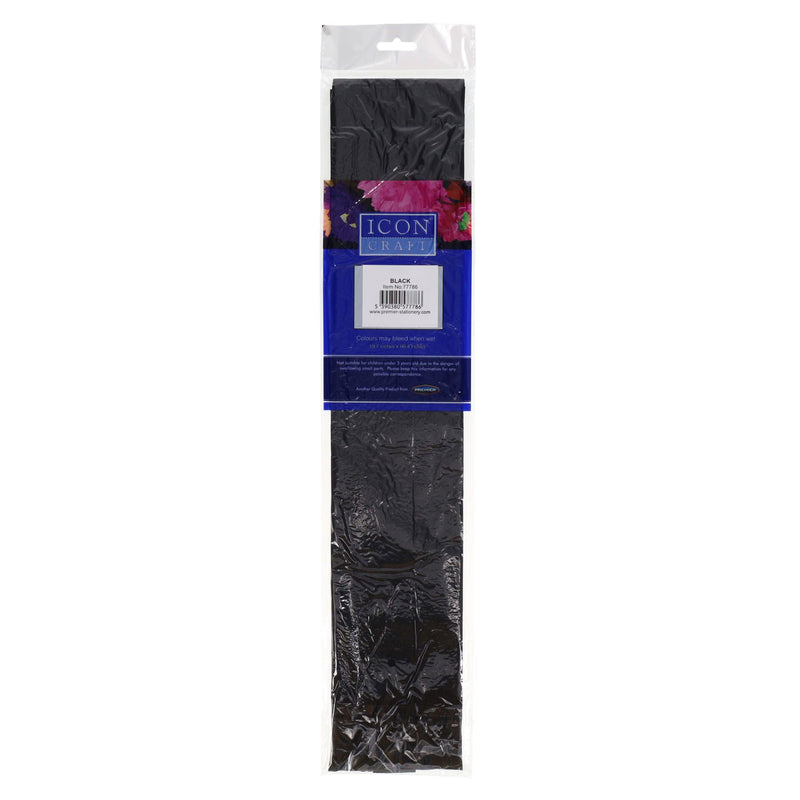 Icon Crepe Paper - 17gsm - 50cm x 250cm - Black