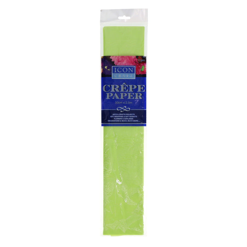 Icon Crepe Paper - 17gsm - 50cm x 250cm - Lime Green