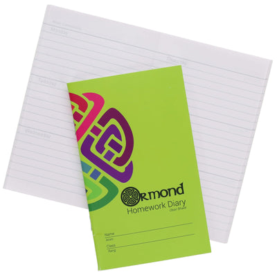 Ormond 165mm x 100mm Homework Diary Notebook - 84 Pages