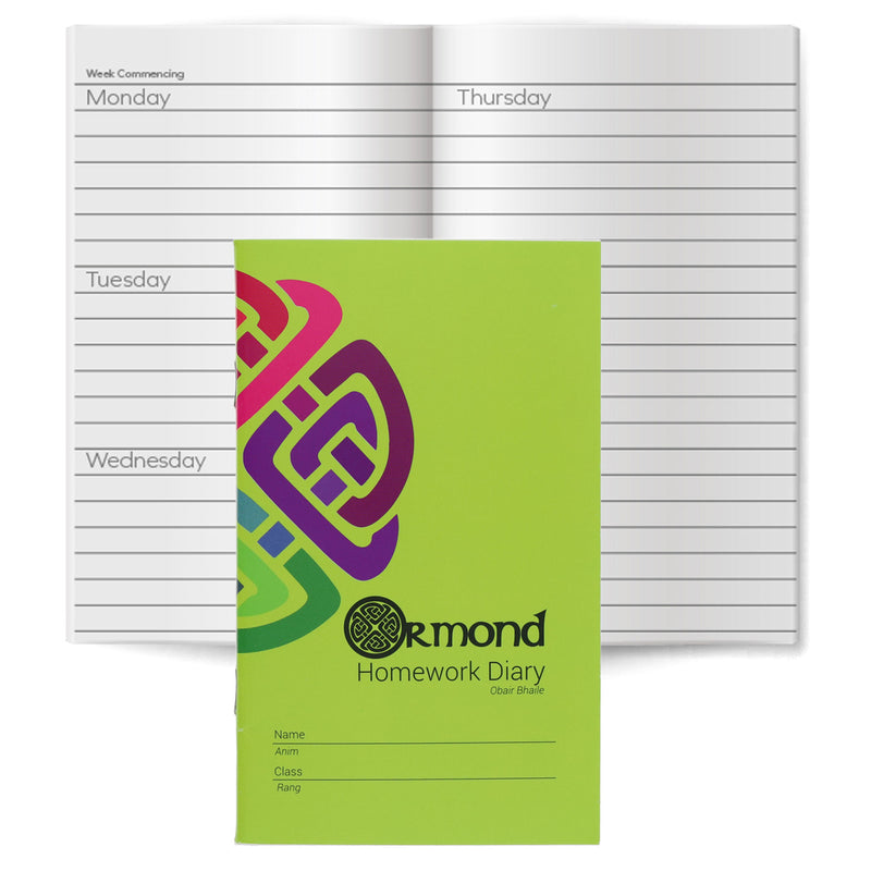 Ormond 165mm x 100mm Homework Diary Notebook - 84 Pages