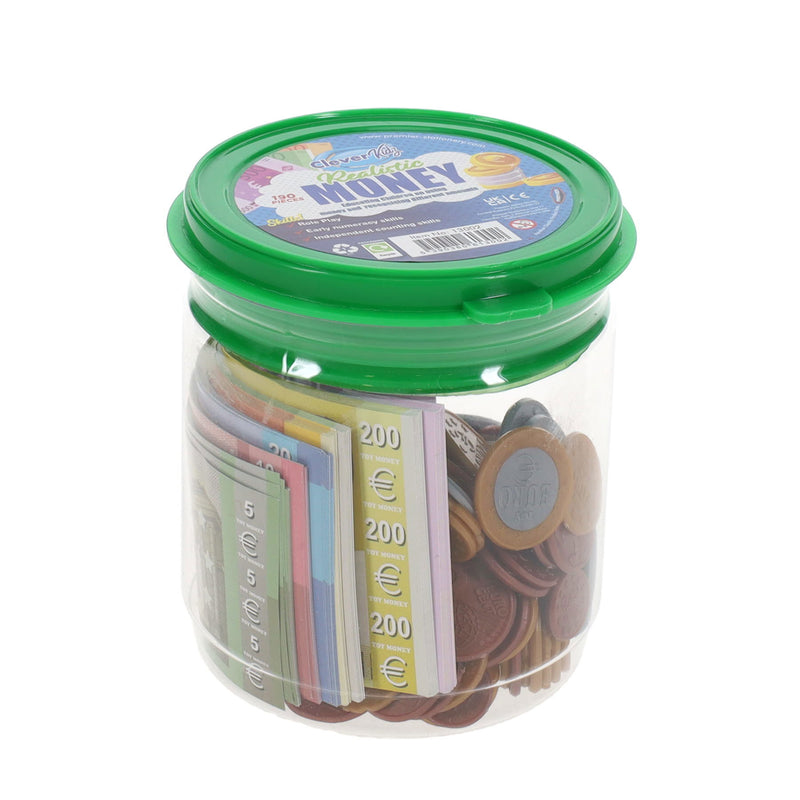 Clever Kidz Coin & Paper Euro Money Set - Tub of 190 Pieces