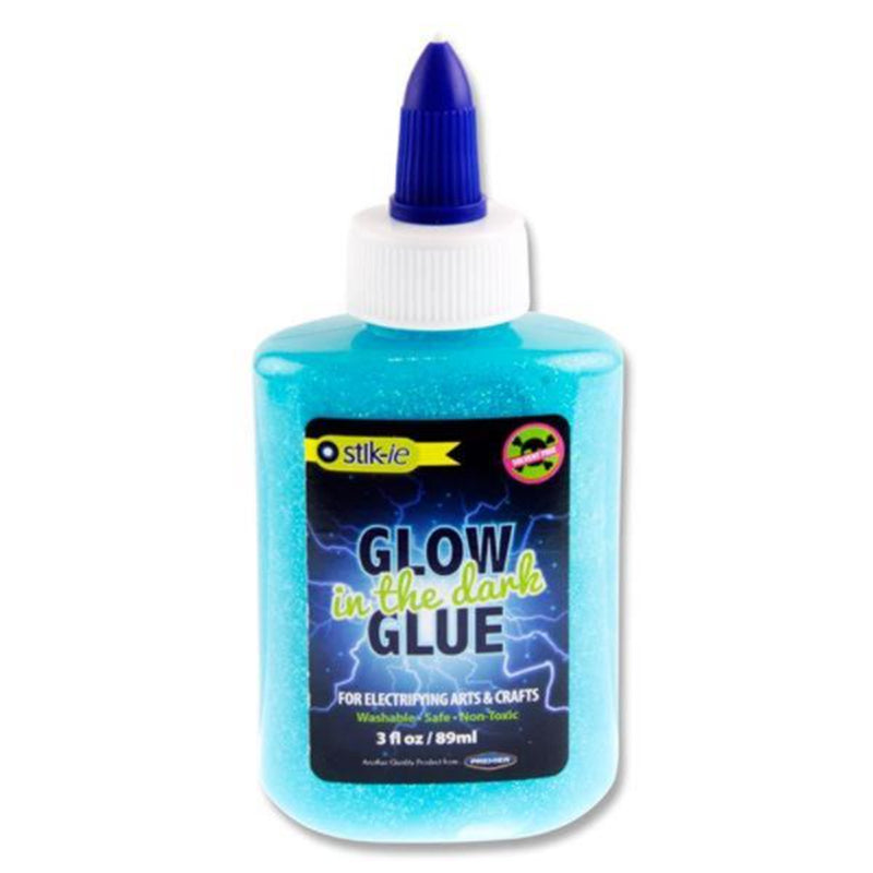 Stik-ie Glow In The Dark Glitter Glue - 89ml - Electrifying Blue