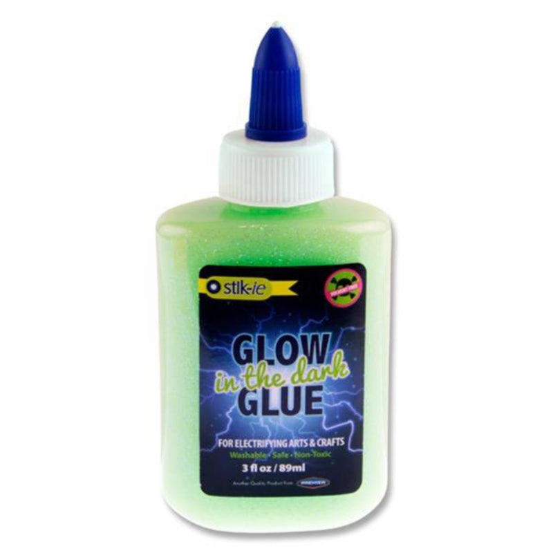 Stik-ie Glow In The Dark Glitter Glue - 89ml - Electrifying Green