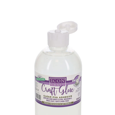 Icon Clear Craft Glue - Dries Fast & Clear, Washable - 500ml Bottle