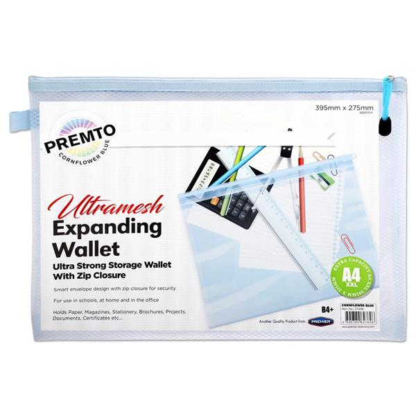 Premto Pastel B4+ Ultramesh Expanding Wallet with Zip - Cornflower Blue