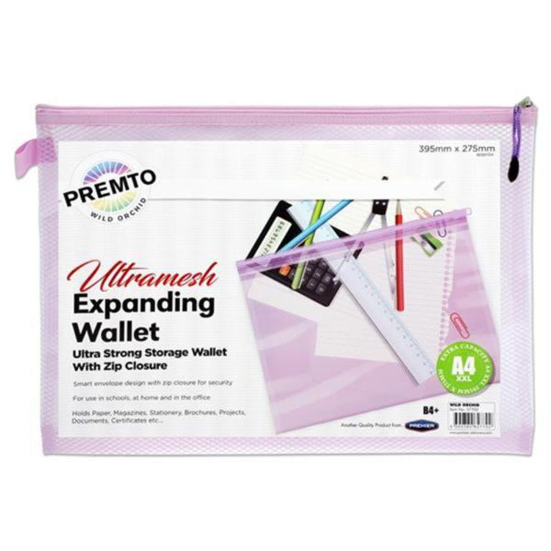 Premto Pastel B4+ Ultramesh Expanding Wallet with Zip - Wild Orchid Purple