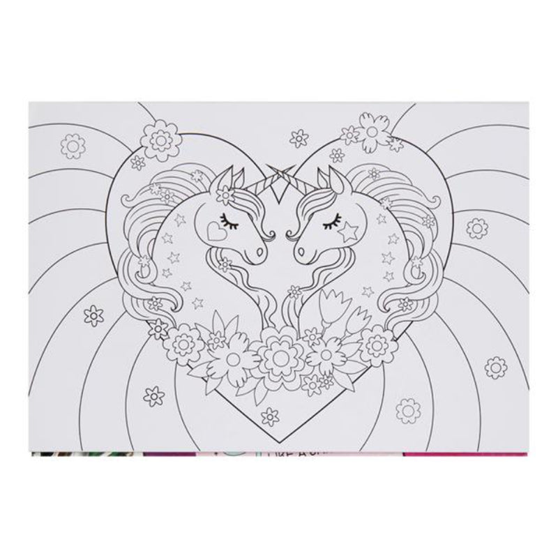 World of Colour A3 Colouring Book - 25 Sheets - Magicland with Unicorns