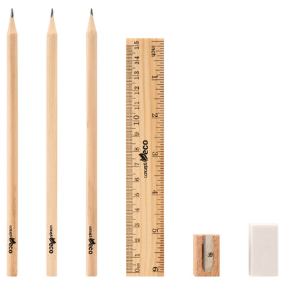 Concept Green Hb Pencil With Eraser Ruler & Sharpener - Pack of 3