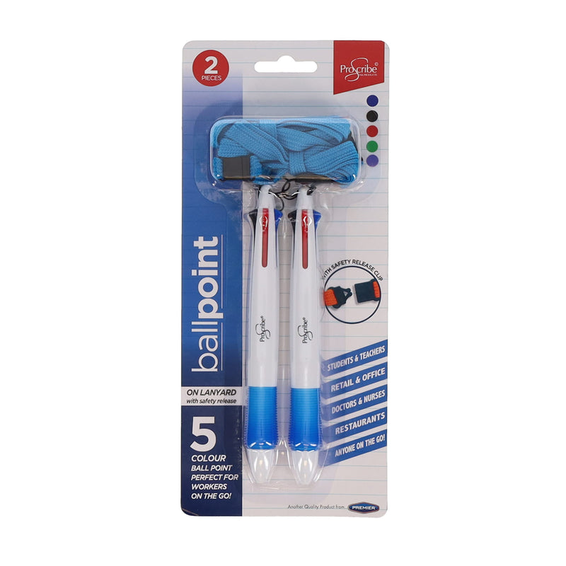 Pro:Scribe Click Ballpoint 5 Colours - Pack of 2