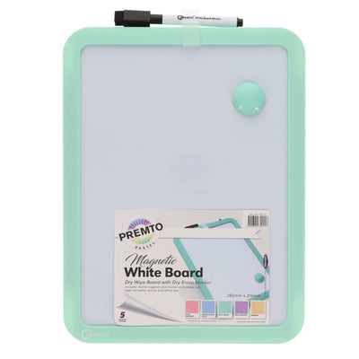 Premto Magnetic White Board With Dry Wipe Marker - Mint Magic - 285x215mm