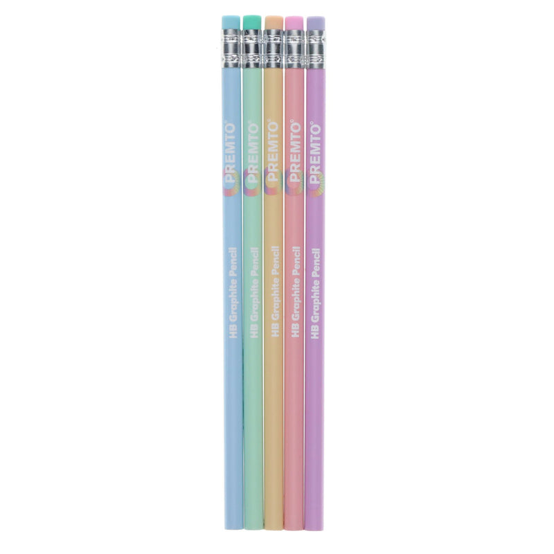 Premto Pastel HB Pencils With Eraser Tip - Pack of 5