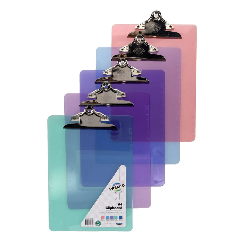 Premto Pastel A4 Clipboard Transparent - Pack of 5