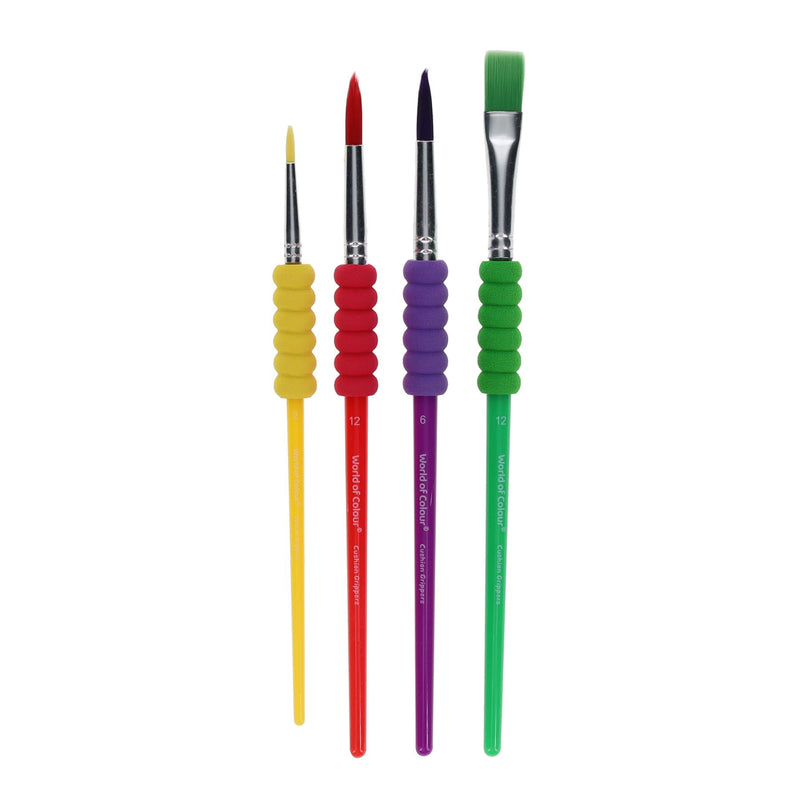 World of Colour Comfort Foam Grip Paint Brushes - Pack of 4