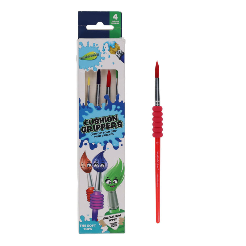 World of Colour Comfort Foam Grip Paint Brushes - Pack of 4