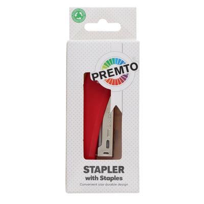 Premto Desk Top Stapler with 1000 Staples - 26/6 - Ketchup Red