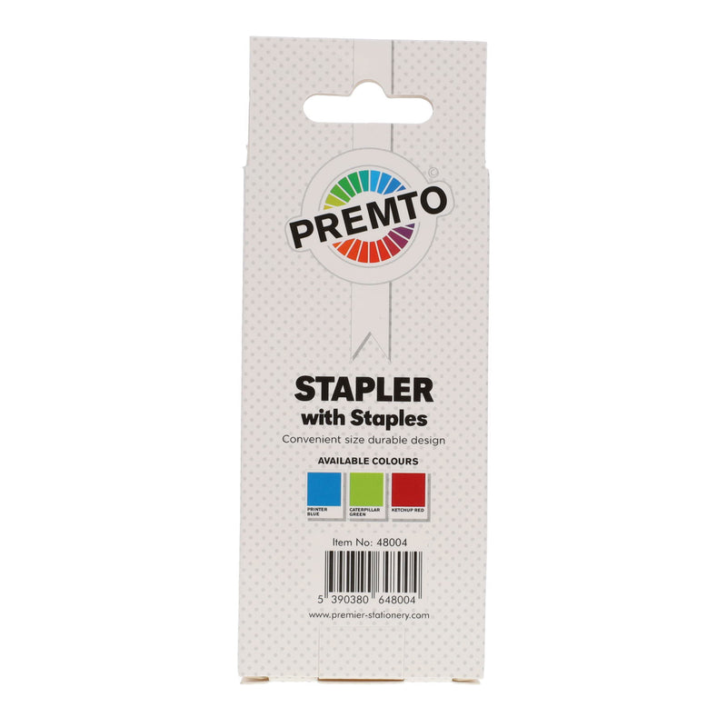 Premto Desk Top Stapler with 1000 Staples - 26/6 - Ketchup Red