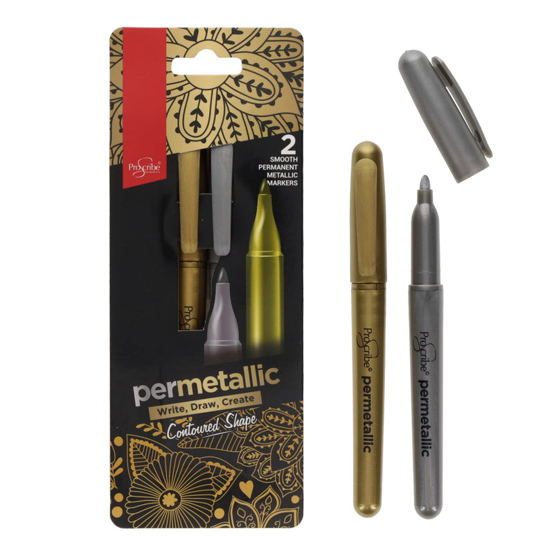 Pro:Scribe Smooth Permanent Metallic Markers - Pack of 2