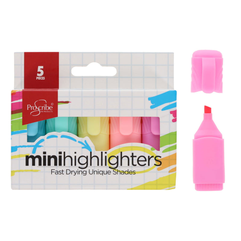 Pro:Scribe Pastel Mini Highlighters - Pack of 5