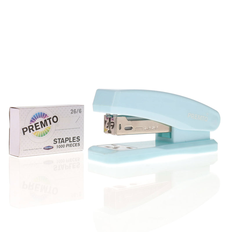 Premto Pastel Desk Top Stapler & 26/6 Staples - 1000 Staples - Cornflower Blue