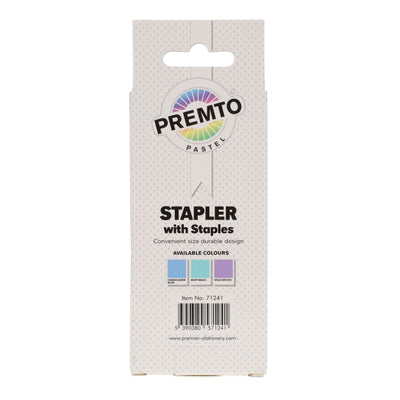 Premto Pastel Desk Top Stapler & 26/6 Staples - 1000 Staples - Cornflower Blue